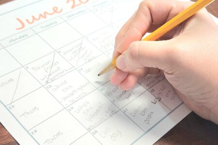 meal plan paper calendar