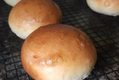 homemade hamburger bun on cooling rack